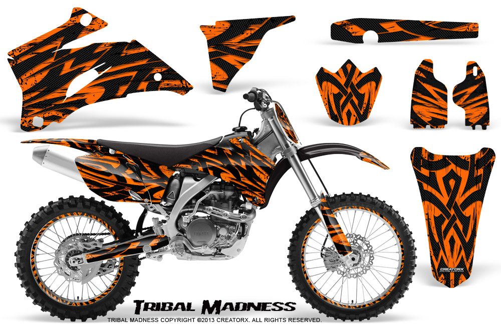 Yamaha YZ 250F 450F 06-09 Graphics Kit Tribal Madness Orange NP Rims